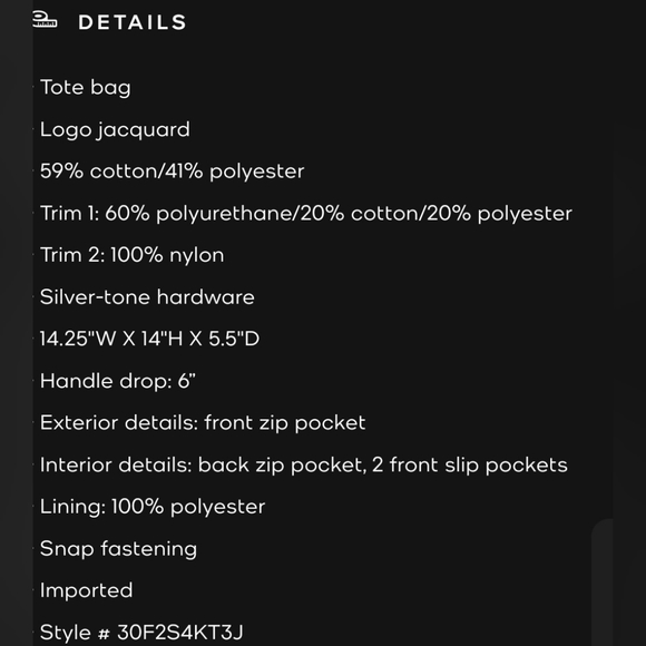 MICHAEL KORS KEMPNER LARGE LOGO JACQUARD TOTE BAG Black Light Cream - Picture 6 of 8